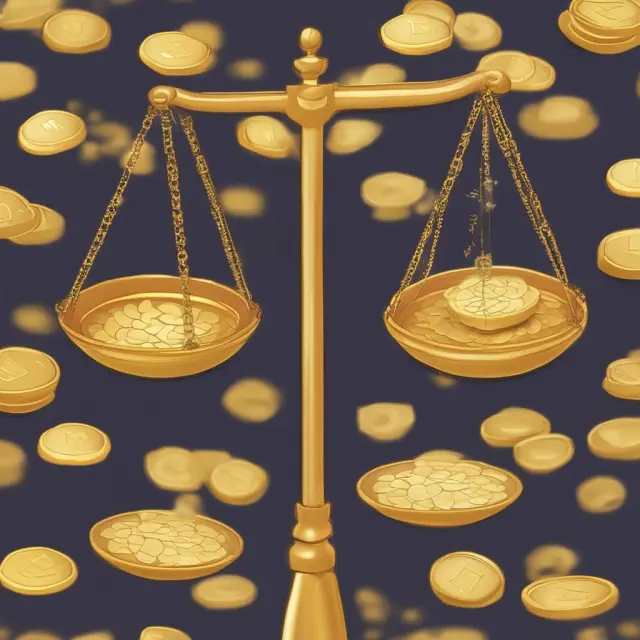 Golden scales represent capitalization strategies with equity shares and debt instruments balancing the financial success of a company.