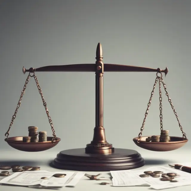 A balance scale with capitalized costs represented by an anchor (long-term assets), and expensed costs symbolized by a feather (operating expenses)