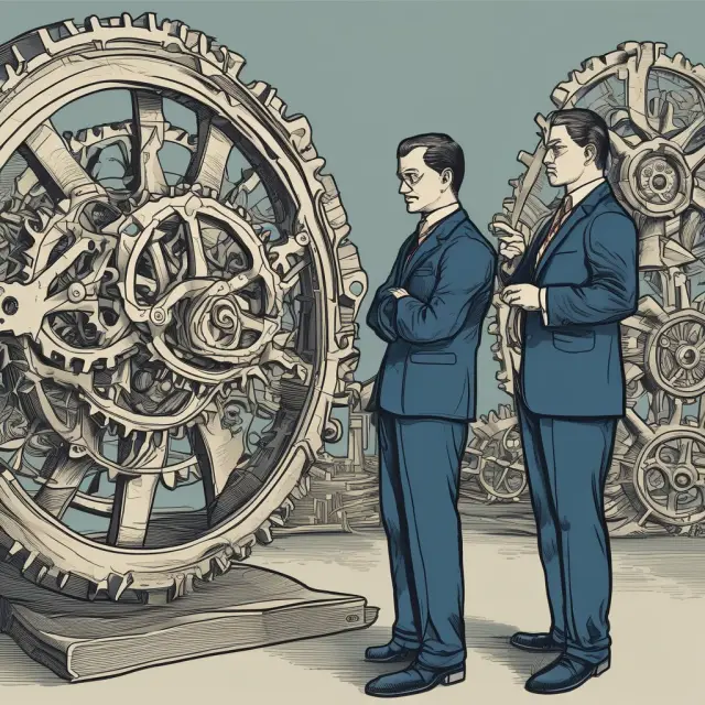 GAAP guardians inspecting intricate accounting gears, symbolizing adherence to GAAP guidelines for capitalized costs.