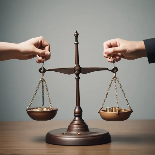Two hands on a balance, weighing capitalized and expensed interest.