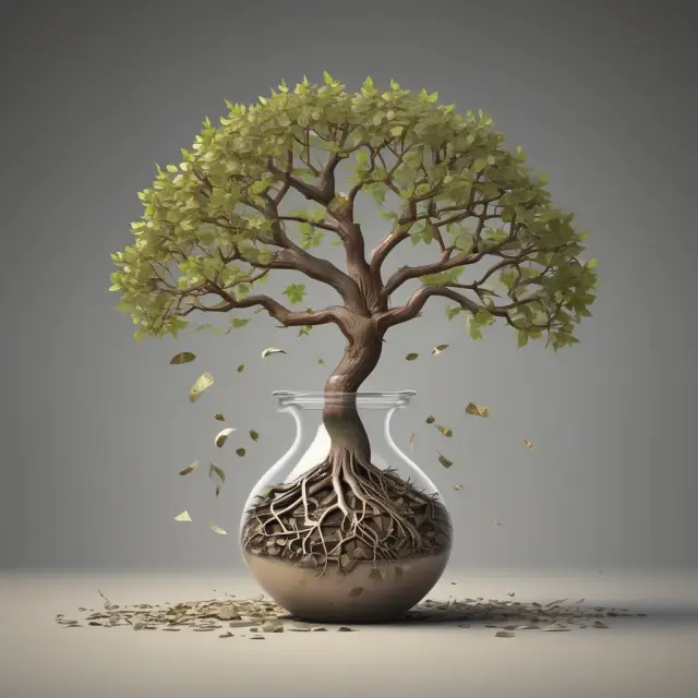 Capitalized interest tree blooming from a vase filled with interest rates. Effectively managing capitalized interest fosters growth through internal controls, efficient systems, and ongoing reviews.