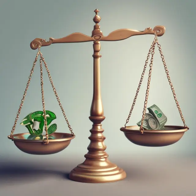 A balance of scales illustrates a company