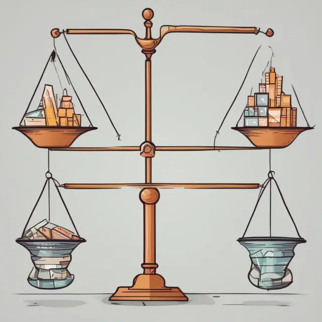 Image of two sets of scales: one with industrial symbols balancing against the other representing various company stages. The scales tip as industry factors and development stage requirements shift.