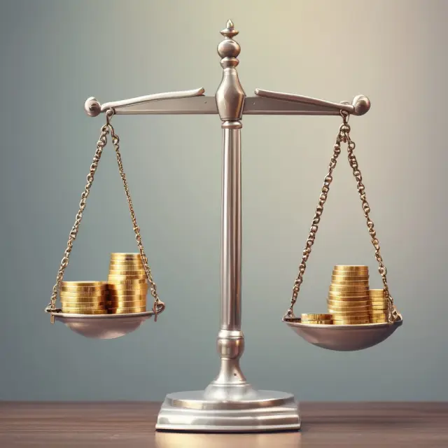 A balance scale with gold coins representing equity and silver coins for debt, illustrating the importance of finding an optimal capital structure to support growth.