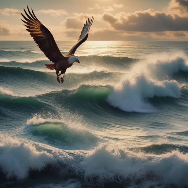 A turbulent sea symbolizes market instability during capitulation. A mythical phoenix rising represents the eventual economic recovery.