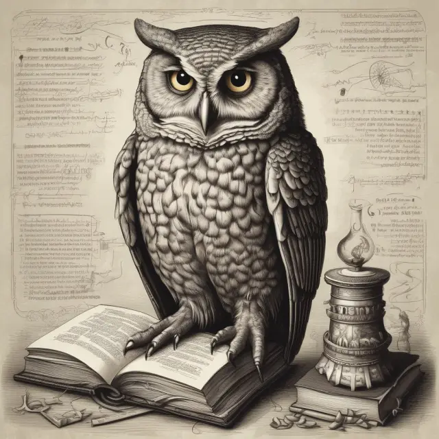 An owl ponders over Capital Asset Pricing Model (CAPM) books and formulas