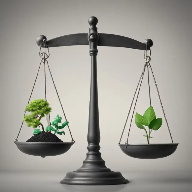 Balance scale holding carbon credits countering greenhouse gases