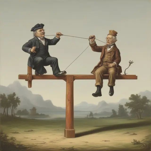 An image of GP (General Partner) and LP (Limited Partner) figures balancing on a see-saw. Carried Interest represents the counterweight, symbolizing its influence on the partnership.