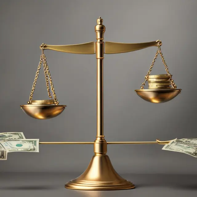 Golden hand balances market scales with cash (spot) and futures, representing cash-and-carry arbitrage strategy