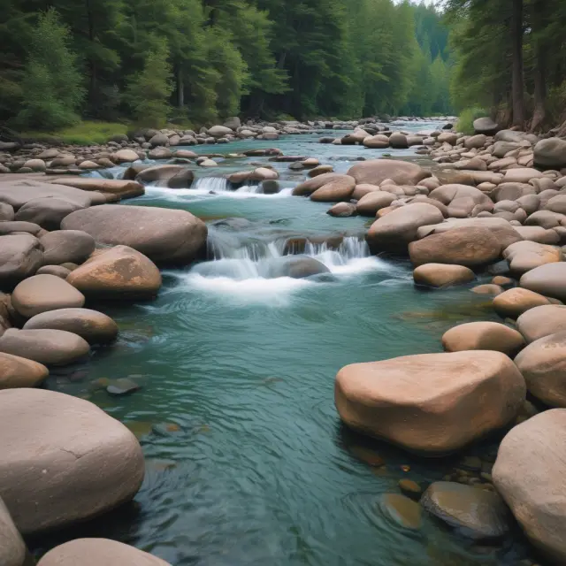 Visualizing cash ratio: A river of cash flow carries boulder-sized cash equivalents to surmount current liabilities stones, symbolizing a company