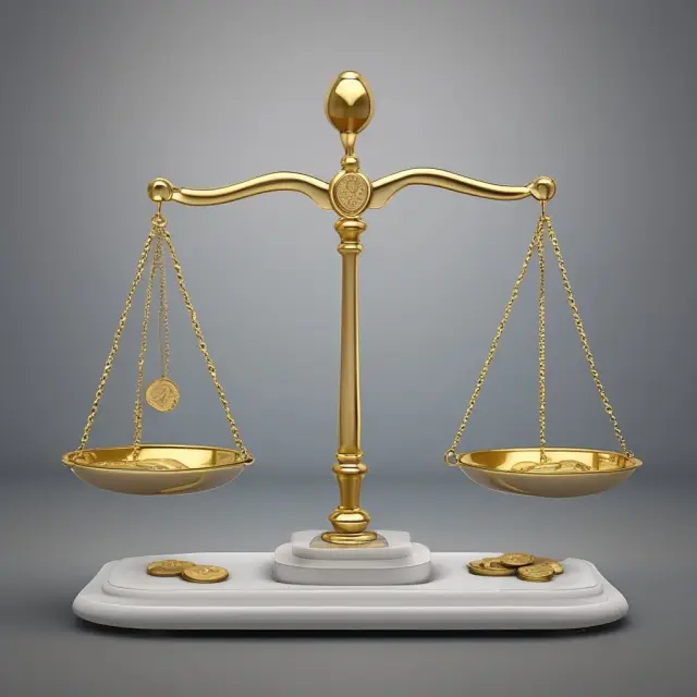 Gold coins signifying cash ratio and silver coins symbolizing current ratio on a balance scale, representing comparative analysis of liquidity