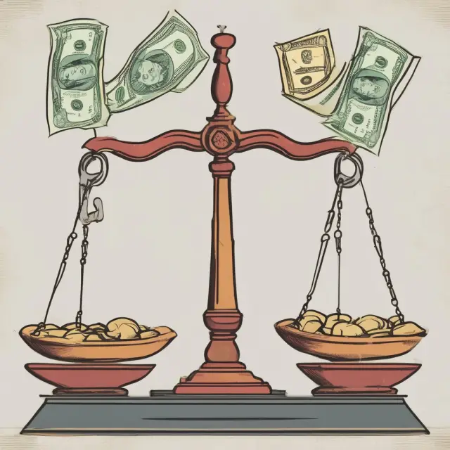 Imagery of a set of scales balancing cash and liabilities, symbolizing the role of cash ratio in evaluating a company