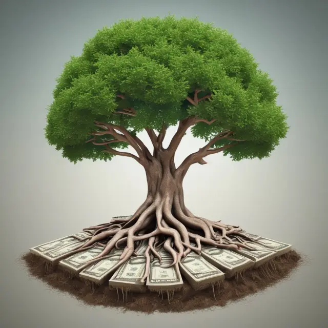 Image of a tree with roots symbolizing premiums and a trunk representing cash values growing in a life insurance policy