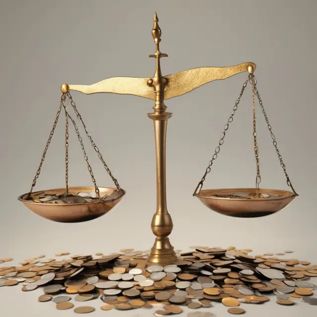 Scales tipped with coins symbolizing the inflow and outflow of cash in cash accounting