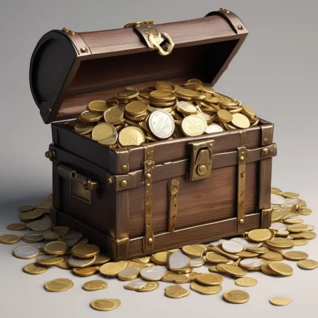 An image of a golden chest overflowing with gold coins and stacked commercial papers representing different cash equivalents.