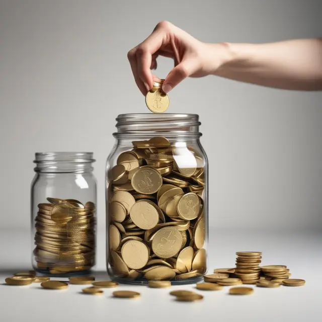 Employer adding golden coins to a fortune jar, illustrating cash balance pension plan benefits: lump sum payouts, tax deferral, no contribution limits, and high-value retirement income.