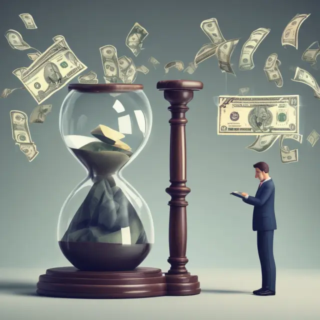 An image of an hourglass with taxable dollars flowing through it, representing the disadvantages of taxable distributions and high costs in cash balance pension plans.