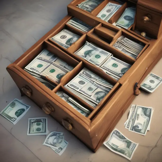 Retirement table with drawers representing lump sum payouts, rollovers, and monthly annuity payments in a cash balance pension plan
