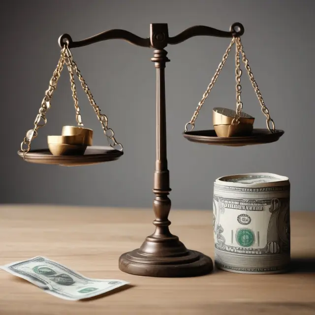 A balance scale with a cash barrel on one side and a 401(k) vessel on the other, symbolizing the comparison between cash balance pension plans and 401(k)s.
