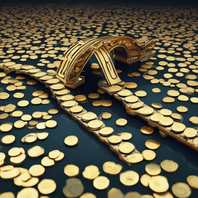Golden river symbolizing cash inflows meets a bridge of bills illustrating expenses in a cash budgeting scenario