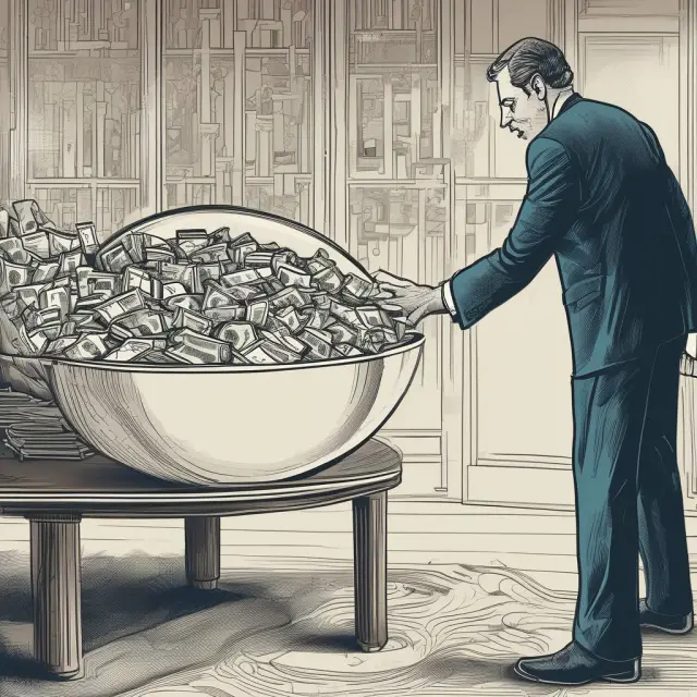 An institutional investor carefully creating a crystal ball depicting cash budgets, symbolizing the forecasting of financial inflows and outflows