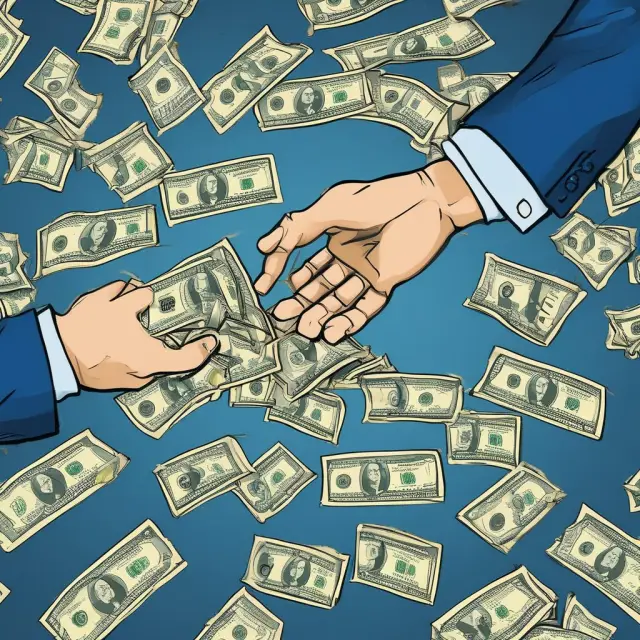 Golden hand dispensing cash dividends to attentive blue stockholders