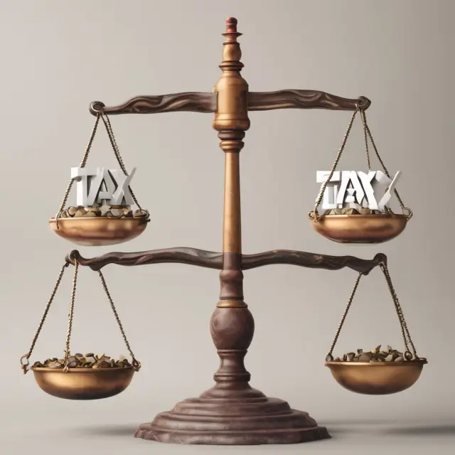 A balanced scale with capital gains on one side, representing long-term gains and short-term losses, and cash dividends on the other side, symbolizing taxable income from ordinary and preferred stocks