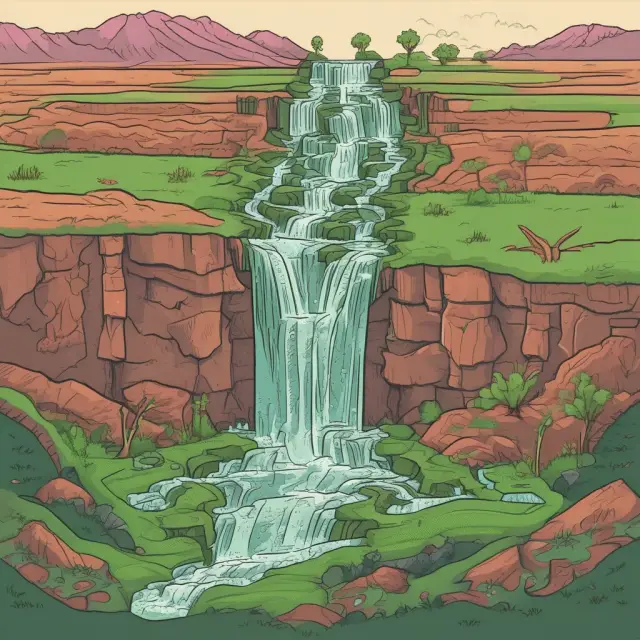 Image of a waterfall flowing from green fields to barren lands, symbolizing the transformation of revenues into operating cash flow.