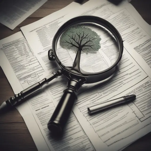 A magnifying glass highlights the Investing Activities section within a financial statement, revealing a growing tree that represents valuable insights from CFI for future growth