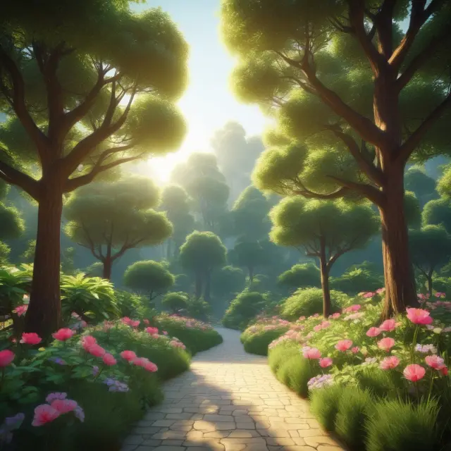 A lush garden symbolizing accounting branches: Sales (Operations), Investments (Investment), and Financing activities nurture a flourishing cash flow statement.