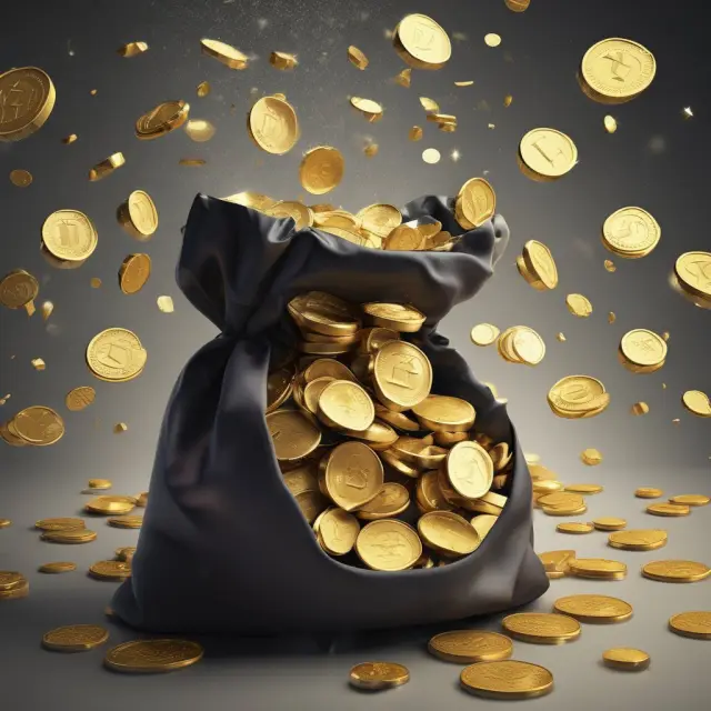 A golden coinbag marked 