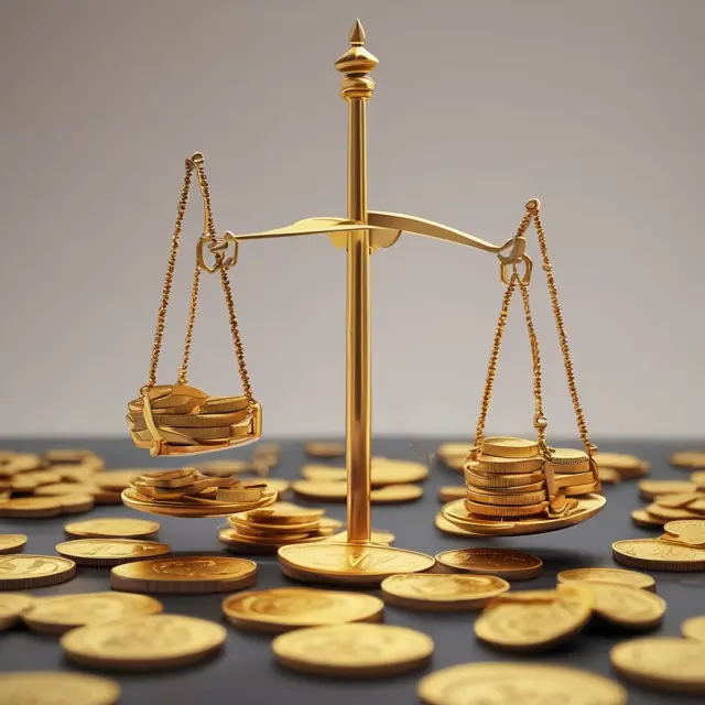 Golden scales with balanced coins illustrating accurate cash flow measurement and effective forecasting in real estate investments