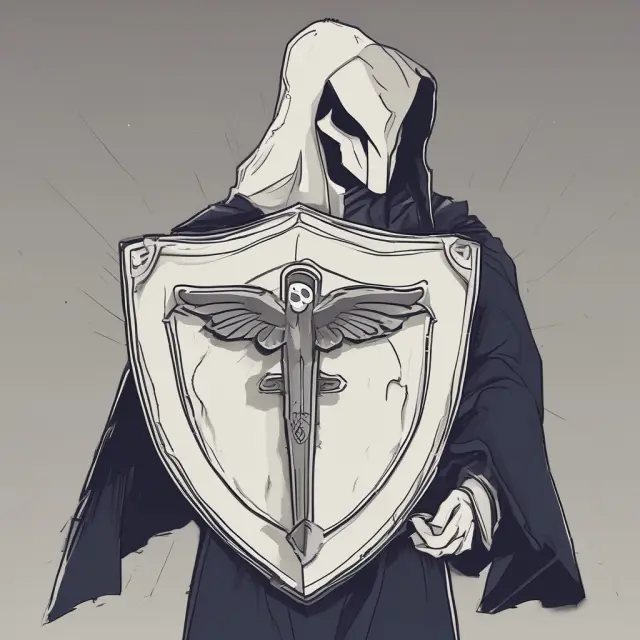 A person wields a shield emblazoned with the CFDA logo, defending against deceitful CFDA fraud impostors.