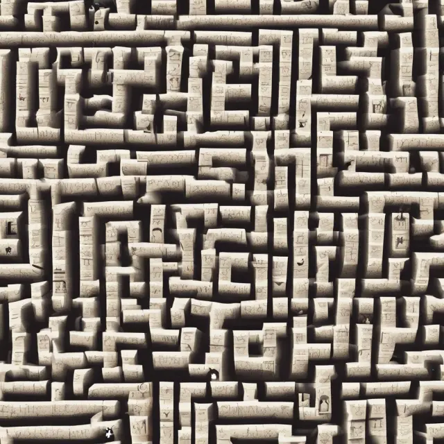 A consumer navigating a tangled maze, symbolizing the challenges of understanding complex products under caveat emptor. Governments implement regulations to ensure fair and transparent transactions.