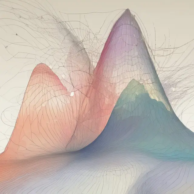 A garden of normal distributions emerging from various data sets, symbolizing the Central Limit Theorem