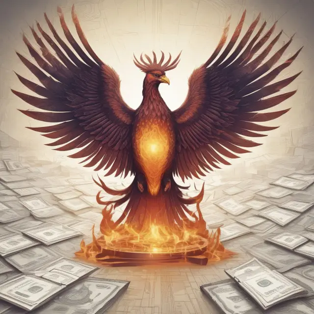 Phoenix arising from economic statistics, signifying the potential transformation through central planning