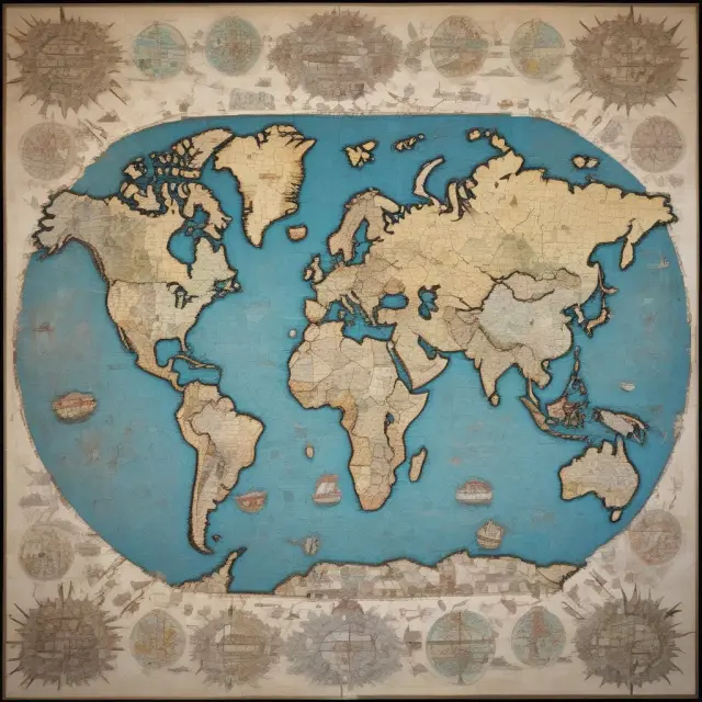 A mosaic of political maps creating a large-scale economic puzzle, reflecting the intricate nature of making decisions in a centrally planned economy
