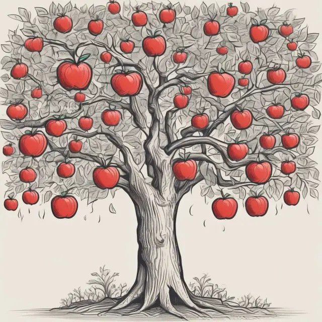 An apple tree with formal education represented by its roots, hands-on experience symbolized by branches, and soft skills depicted as leaves.