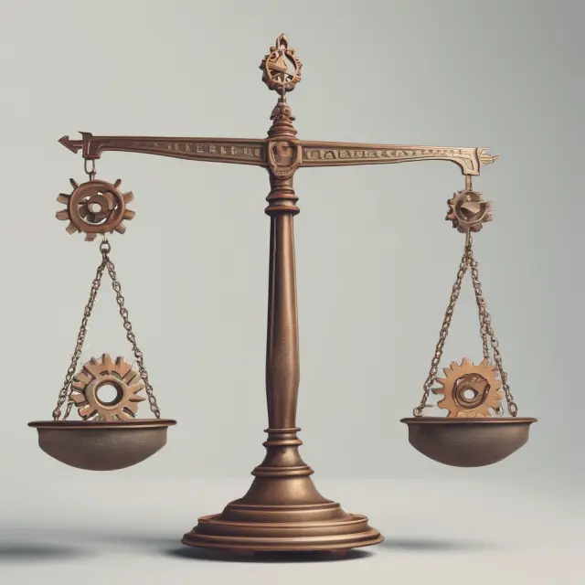 An image of a set of balancing scales with intricately connected gears, symbolizing the complex calculations involved in making informed investment decisions under uncertainty.