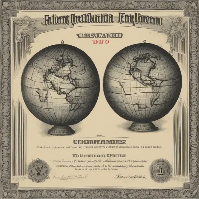 Globe with a standard certificate and a preferential certificate of origin dancing around it, emphasizing international trade distinctions
