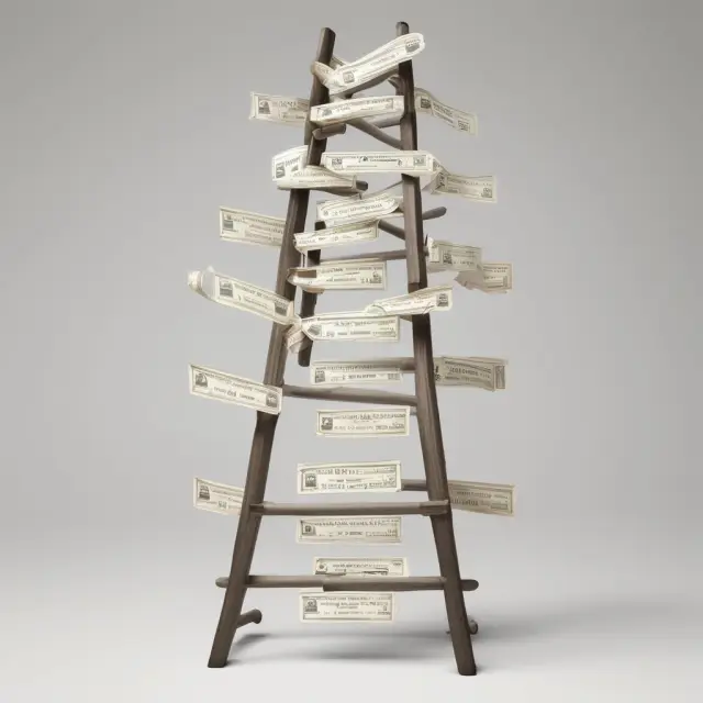 CD Ladder: A ladder with rungs symbolizing CDs of different maturities, enabling reinvestment and higher returns