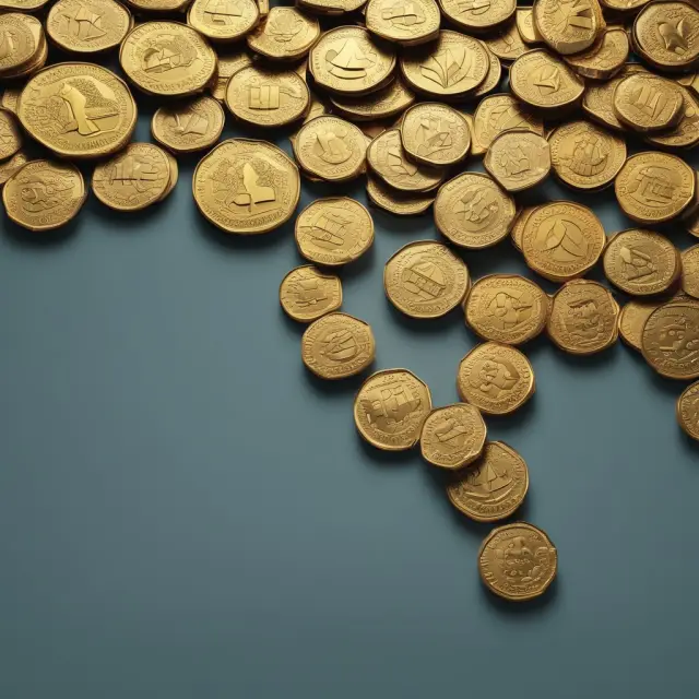 Golden coins symbolizing CFA designation forming a bridge to various investment roles: equity, fixed income, portfolio management, research, banking, and risk management