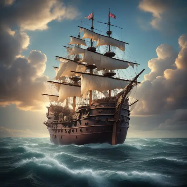 A CFO, depicted as a steward, navigating a ship through turbulent financial waters while maintaining the balance between revenues and expenditures in the public sector.