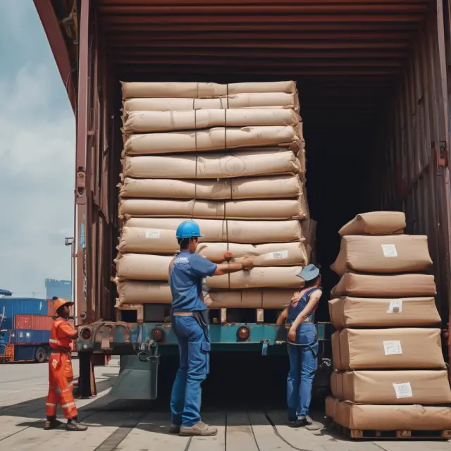 Seller supervising cargo loading onto a ship under a CFR contract. Image shows careful wrapping and stowing to ensure safe transport.