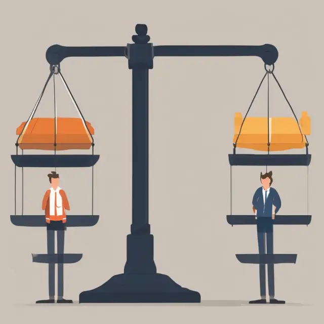 Two sides of a balance representing CFR advantages (seller) and disadvantages (buyer) in international trade