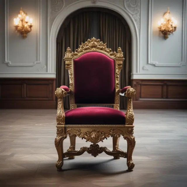 A grand table with an ornate chair represents a board chair