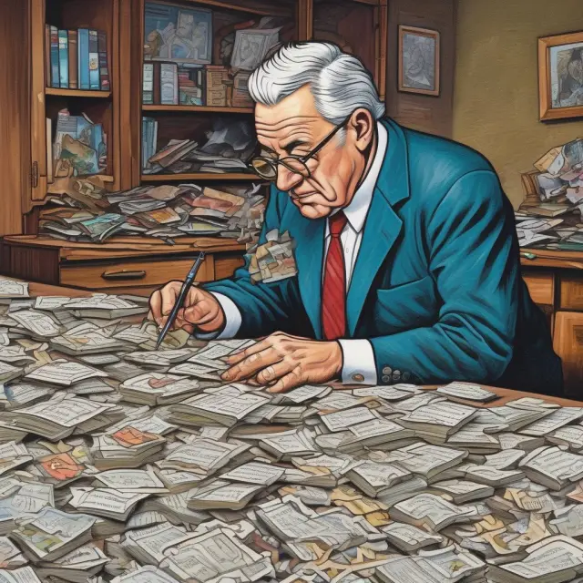 An investor examines puzzle pieces symbolizing financial statements, uncovering concealed cases of channel stuffing