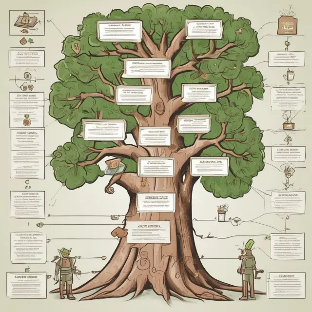 A hierarchical tree illustrating asset, liability, revenue, and equity categories in a Chart of Accounts