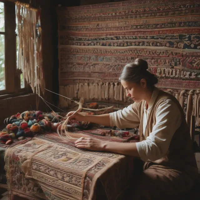 An artisan weaving an intricate tapestry representing the process of creating and managing an effective chart of accounts, following accounting standards.