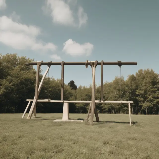 A seesaw with one side carrying heavier weights symbolizing the disadvantage of higher interest rates in chattel mortgages.